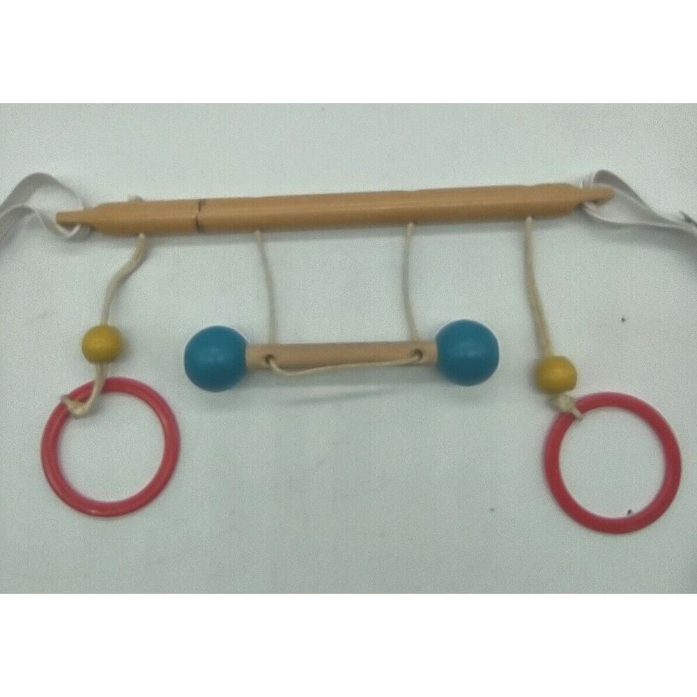1950s Childhood Interests Wooden Cradle Gym Baby Crib Mobil Bed Toy Vintage ❤️